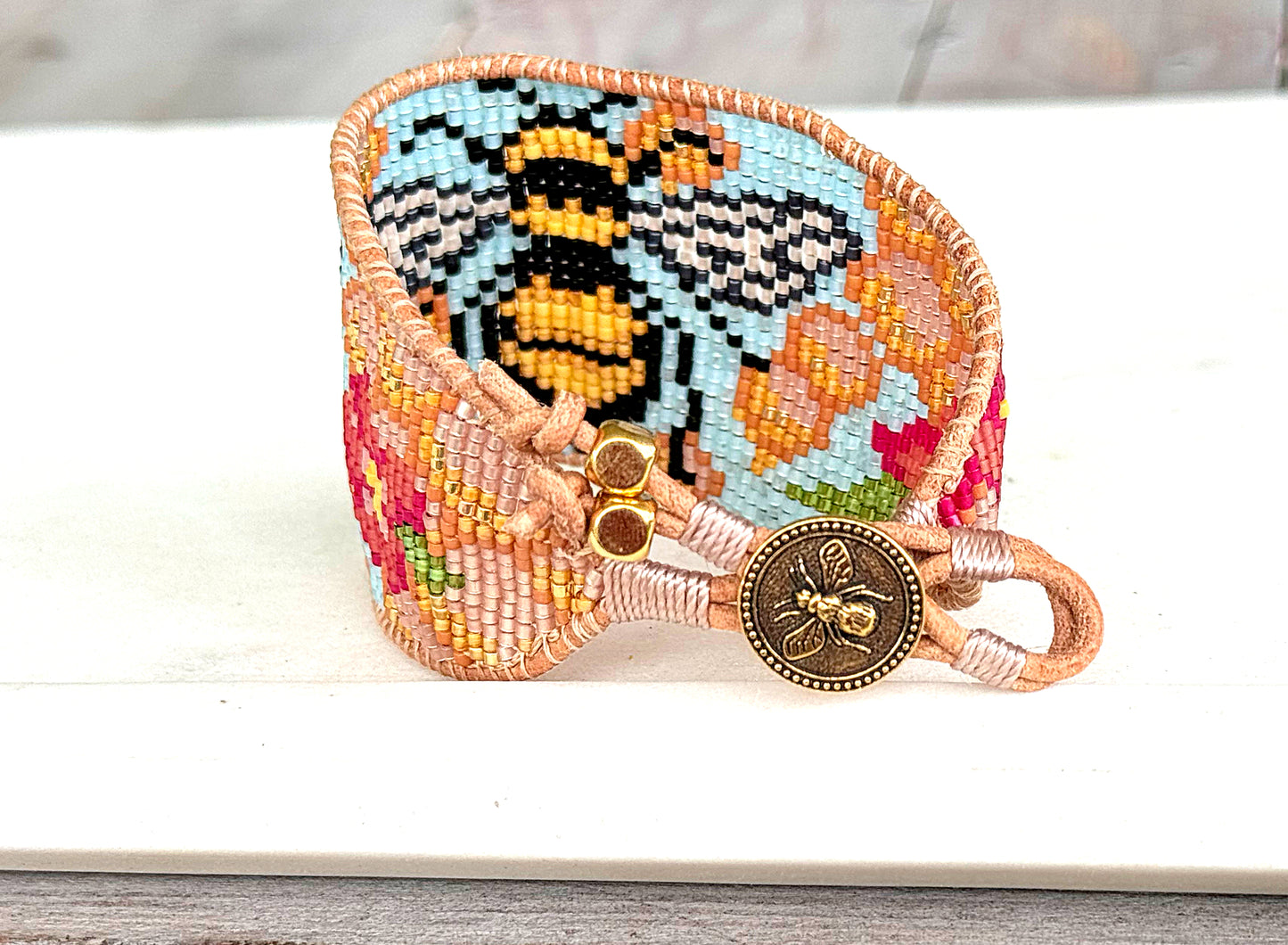 Bee Happy Bead Loom Woven Bracelet