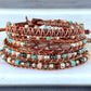 Earthy Tan Turquoise and Silver Beaded Macrame Bracelet Set