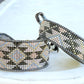 Beige Gray and Silver Western Bead Loom Woven Boho Cuff Bracelet