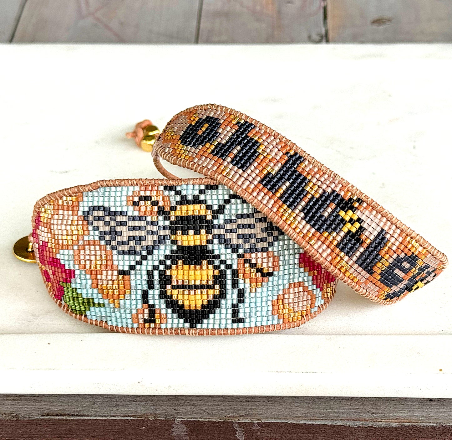 Bee Happy Bead Loom Woven Bracelet