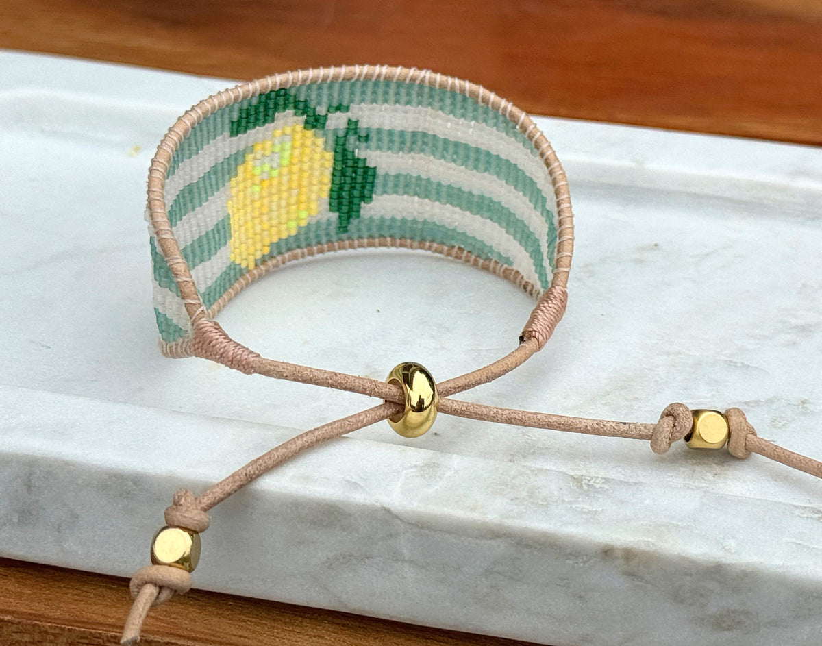 Life gives you lemons bead loom woven bracelet