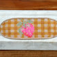 Strawberry Bead Loom Woven bracelet with yellow gingham
