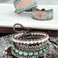 Blush, Sage, Gray, and Rose gold western expanded Diamond Bead Loom Woven Bracelet