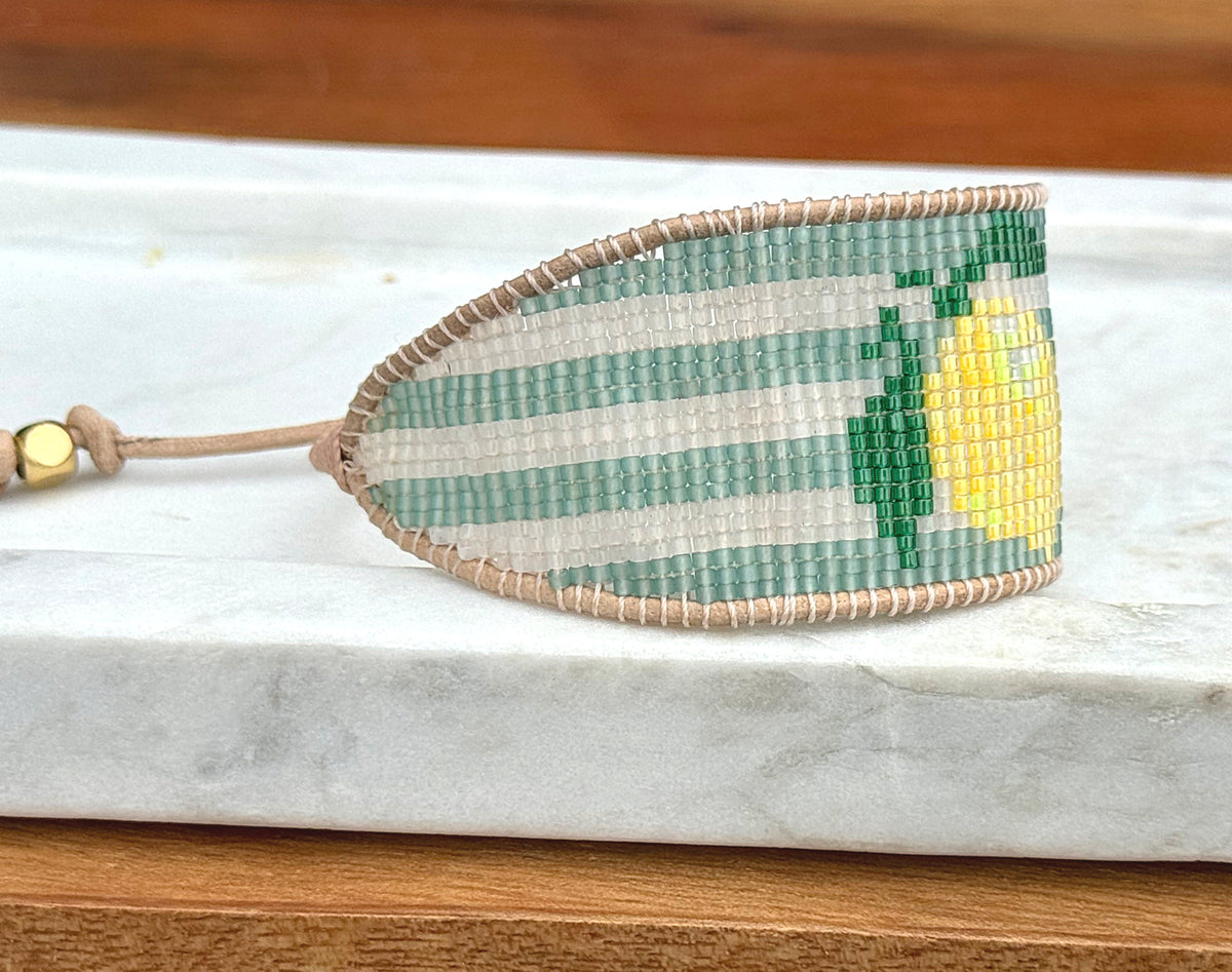 Life gives you lemons bead loom woven bracelet