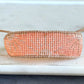 Slide adjustable peach and gold bead loom woven bracelet