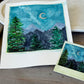 Night in the Mountains Polaroid style Watercolor Landscape waterproof vinyl decal