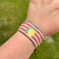 Lemon beaded bracelet with pink stripes