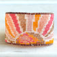 Boho Sunshine Bead Loom Woven Cuff Bracelet with leather trim