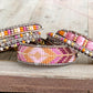 Peony Pink, Purple, and Gold Slide Adjustable Beaded Macrame Bracelet Set