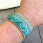 Beachy Wave and Sun Blue Faded Bead Loom Woven Slide Adjustable Bracelet