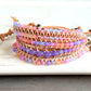 Rose Opal Sunset Beaded Macrame Adjustable Leather Bracelet Set