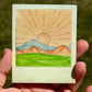 Western sunrise Polaroid style Watercolor Landscape waterproof vinyl decal