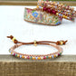 Wildflower mix glass bead Macrame Adjustable Leather Bracelet