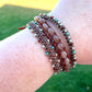 Smoky Quartz Tan, turquoise and silver macrame 3 wrap bracelet