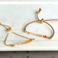 Fire Opal and slide adjustable chain or leather stack bracelet