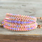 Rose Opal Sunset Beaded Macrame Adjustable Leather Bracelet Set