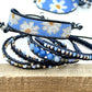 Daisy Blue Adventurine and glass bead Adjustable Leather Bracelet