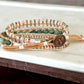 Natural Jade Sage green, neutral and copper macrame 3 wrap bracelet