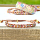 Wildflower mix glass bead Macrame Adjustable Leather Bracelet