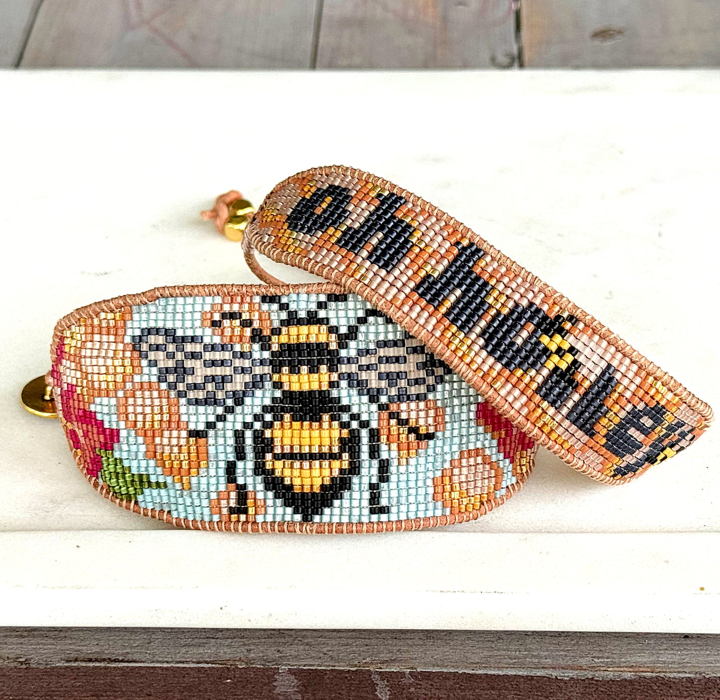 Oh Honey bee Bead Loom Woven Bracelet