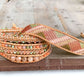 Peach and Olive Leather Beaded Macrame Bracelet Set