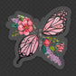 Butterfly Floral Watercolor Waterproof Vinyl Sticker butterfly sticker, bumper sticker, sticker for water bottle pink butterfly sticker