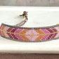 Purple and Peony Geometric Diamond Arrow Loom Beaded Leather friendship bracelet