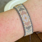 Blush Pink, and Gray Geometric Loom Woven Triangle beaded friendship bracelet