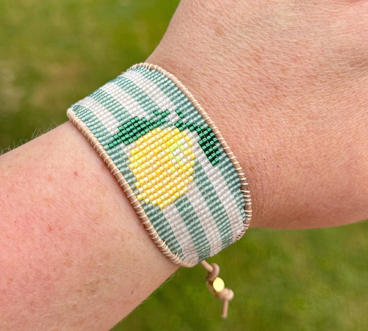 Life gives you lemons bead loom woven bracelet