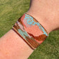 Red Rocks Western Grand Canyon Bead Loom Woven Bracelet Slide adjustable Clasp and Leather Trim