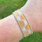 Faded Candy Corn Bead Loom Cuff bracelet, Halloween seed bead bracelet