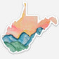 West Virginia Sunset over the mountains watercolor sticker, waterproof vinyl decal