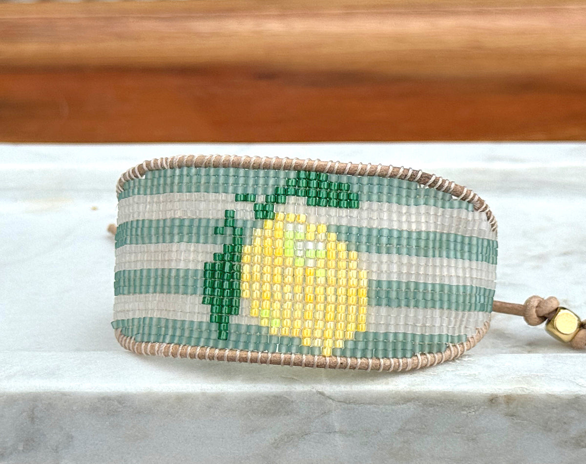 Life gives you lemons bead loom woven bracelet