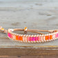 Hot pink Agate and glass bead Adjustable Leather Bracelet
