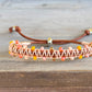 Sunstone, sunshine, peach fuzz, coral and glass bead Adjustable Leather Bracelet