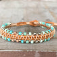 Seafoam and Aqua Jade Ombre Beaded Macrame Bracelet Set