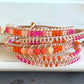 Hot pink Agate and glass bead Adjustable Leather Bracelet