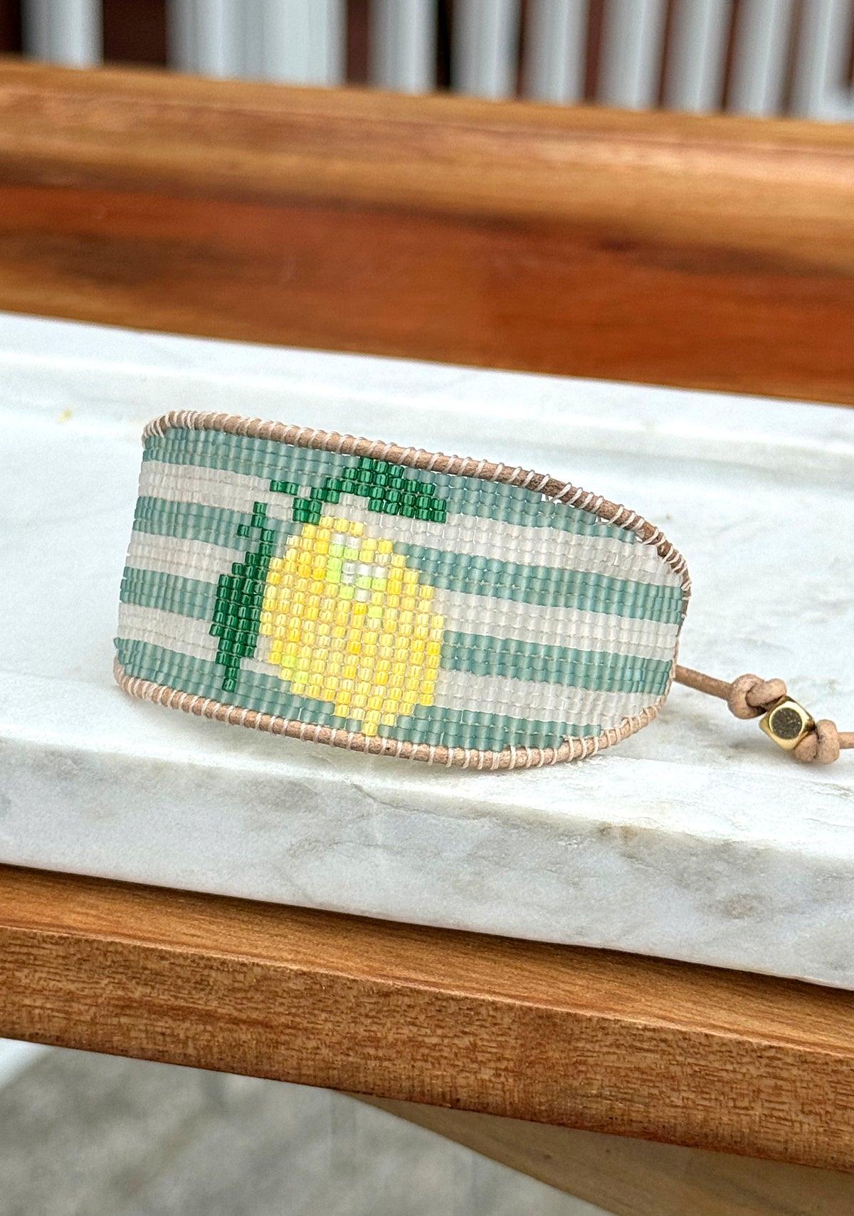 Life gives you lemons bead loom woven bracelet