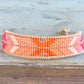 Hot Pink and Orange Geometric Arrow Loom and Macrame Bracelet stack set