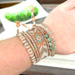 Sage, neutral, and copper starburst Western Geometric Loom and Macrame Bracelet stack set