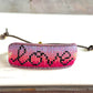 Adjustable Love Script Bead Loom Woven Leather Trimmed Bracelet
