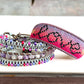 Adjustable Love Script Bead Loom Woven Leather Trimmed Bracelet