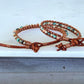 Earthy Tan Turquoise and Silver Western Geometric Loom and Macrame Bracelet stack set