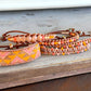 Sunshine, Peach Fuzz, and Coral Loom woven western beaded friendship bracelet