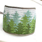 Into the Forest Evergreen Bead Loom Woven Wide Cuff Bracelet with Leather Trim