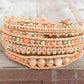 Peach and Olive geometric Beaded Macrame Bracelet and Diamond Loom Set