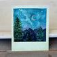 Night in the Mountains Polaroid style Watercolor Landscape waterproof vinyl decal