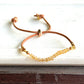 Simple Citrine gemstone adjustable leather stack bracelet