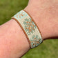 Monstera Palm Leaf Bead Loom Woven Adjustable Leather trim Bracelet