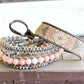 Blush Pink, and Gray Geometric Loom Woven Triangle beaded friendship bracelet